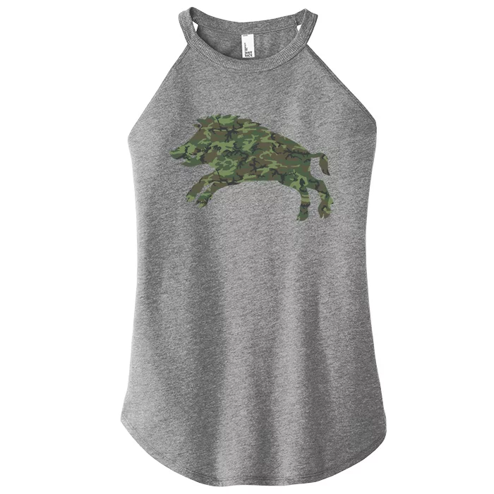 Military Boar Camo Print Us Pig Hog Tusk Veteran Gift Women’s Perfect Tri Rocker Tank