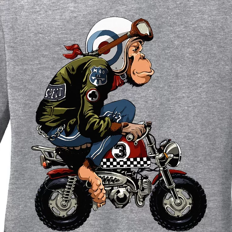 Monkey Bike Cartoon Ladies Long Sleeve Shirt