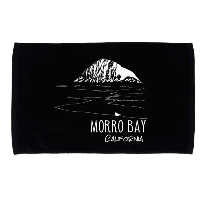 Morro Bay California Morro Rock Ca Drawing Souvenir Line Art Microfiber Hand Towel