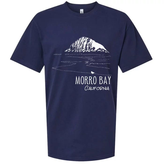 Morro Bay California Morro Rock Ca Drawing Souvenir Line Art Sueded Cloud Jersey T-Shirt