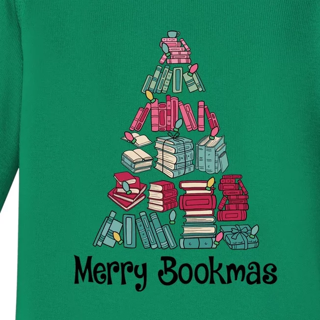 Merry Bookmas Christmas Tree Book Reading Books Gift Baby Long Sleeve Bodysuit