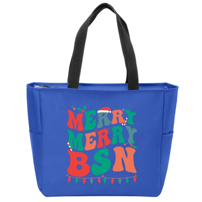 Merry Bsn Christmas Bachelor Of Science In Nursing Xmas Gift Zip Tote Bag