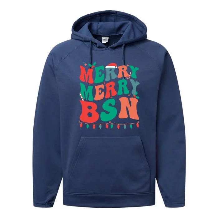 Merry Bsn Christmas Bachelor Of Science In Nursing Xmas Gift Performance Fleece Hoodie