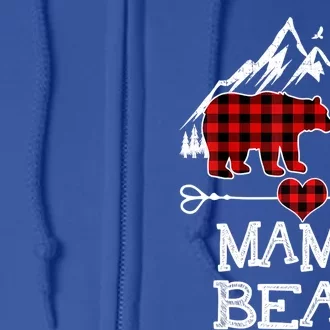 Mama Bear Christmas Pajama Red Plaid Buffalo Family Cool Gift Full Zip Hoodie