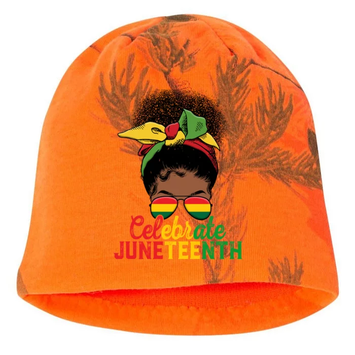 Messy Bun Celebrate Juneteenth Black Freedom Melanin Funny Gift Kati - Camo Knit Beanie