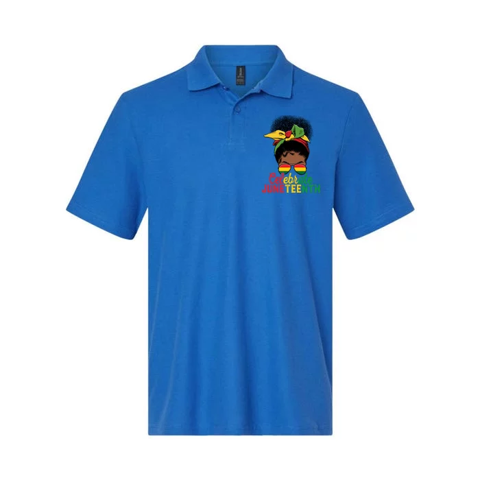 Messy Bun Celebrate Juneteenth Black Freedom Melanin Funny Gift Softstyle Adult Sport Polo