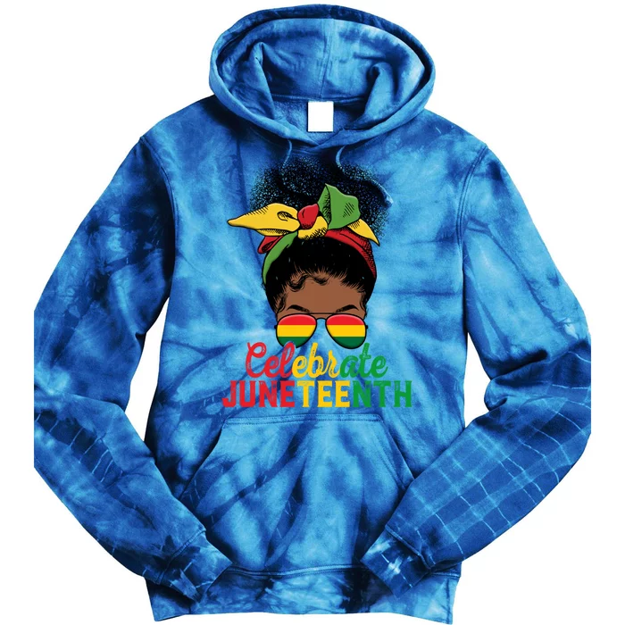 Messy Bun Celebrate Juneteenth Black Freedom Melanin Funny Gift Tie Dye Hoodie