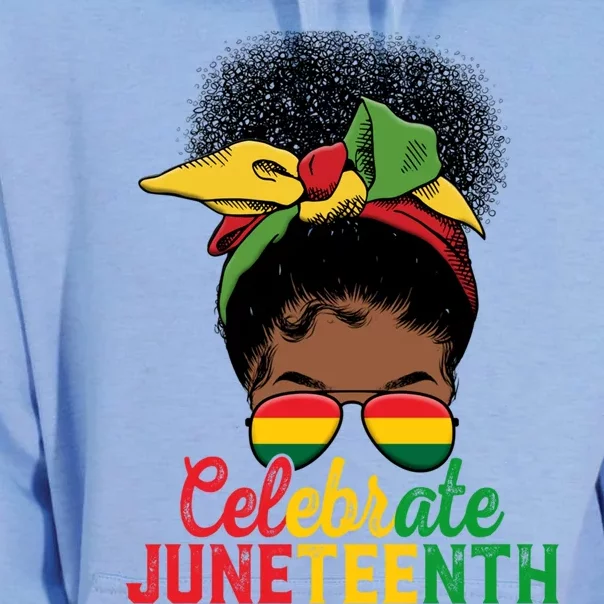 Messy Bun Celebrate Juneteenth Black Freedom Melanin Funny Gift Unisex Surf Hoodie