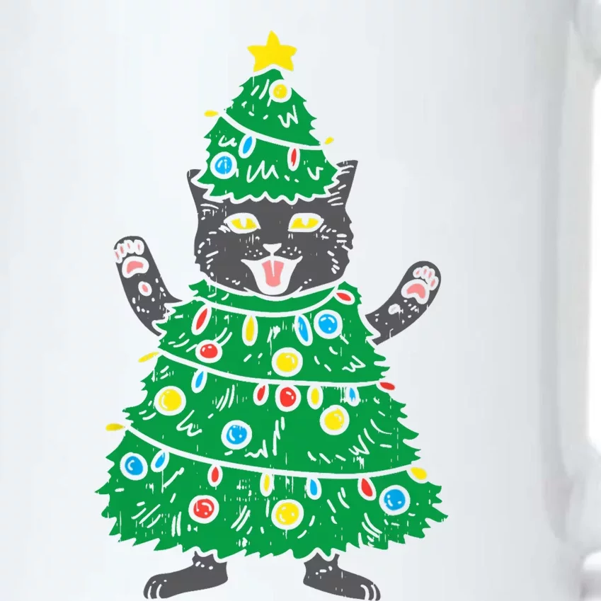 Meowy Black Cat Christmas Tree Funny Kitten Cat Owner Black Color Changing Mug