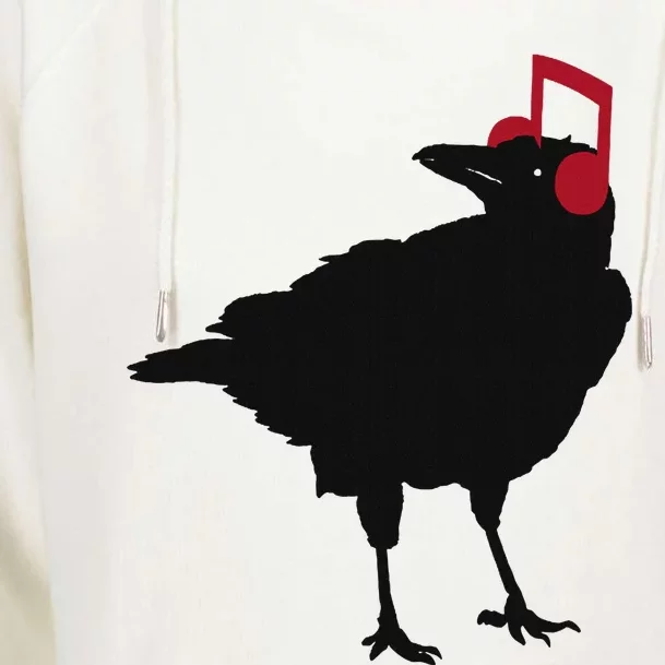 Music Bird Crow Musical Note A Black Crow A Red Headphone Womens Funnel Neck Pullover Hood