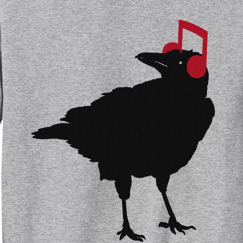 Music Bird Crow Musical Note A Black Crow A Red Headphone Sweatshirt