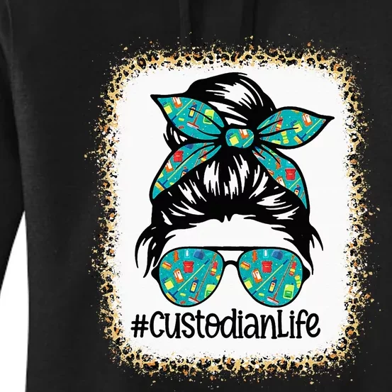 Messy Bun Custodian Life Hair Glasses Back To School Women's Pullover Hoodie