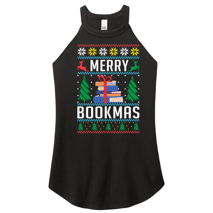 Merry Bookmas Christmas Holiday Book Lover Xmas Women’s Perfect Tri Rocker Tank