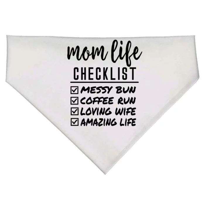 Messy Bun Coffee Run Loving Wife Amazing Life Checklist Gift USA-Made Doggie Bandana