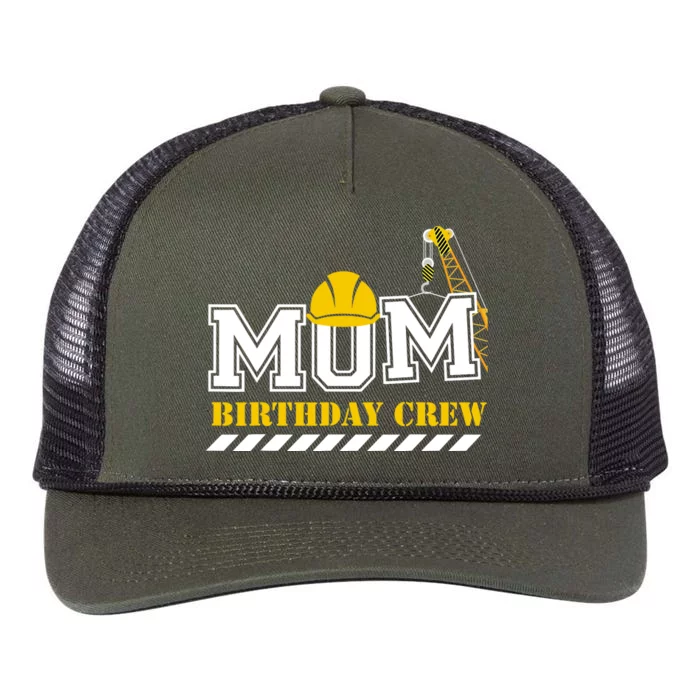 Mom Birthday Crew Construction Birthday Party Retro Rope Trucker Hat Cap