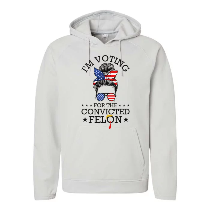 Messy Bun Convicted Felon Voting Humor Performance Fleece Hoodie