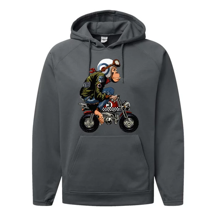 Monkey Bike Cartoon Performance Fleece Hoodie