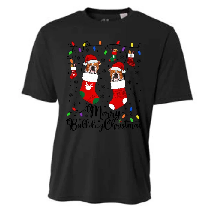 Merry Bulldog Christmas Bulldog Xmas Party Bulldog Gift Cooling Performance Crew T-Shirt