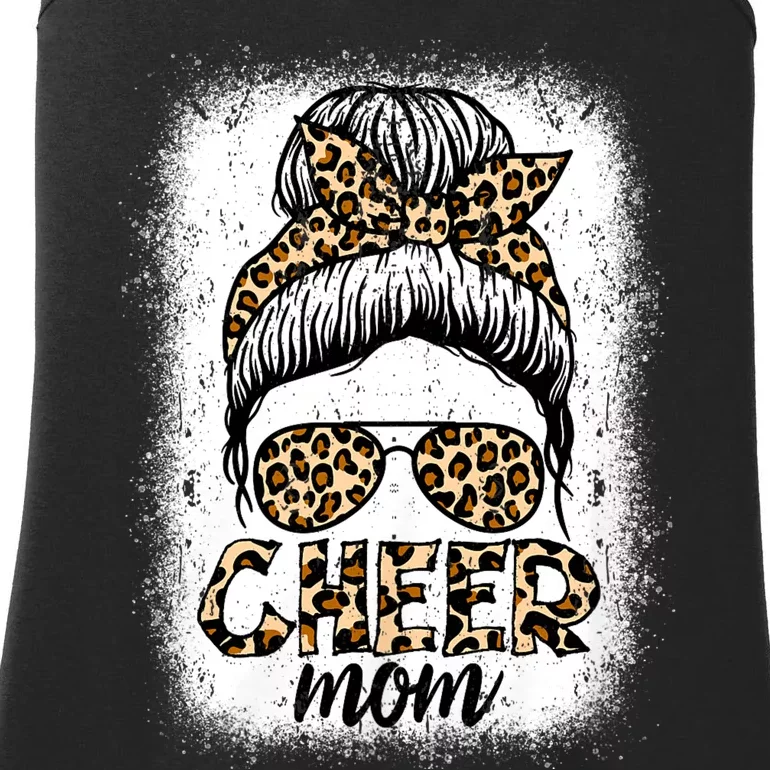 Messy Bun Cheer Mom Leopard Cheerleader Women Mothers Day Ladies Essential Tank