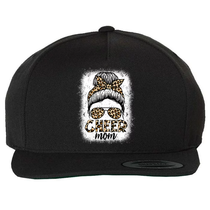 Messy Bun Cheer Mom Leopard Cheerleader Women Mothers Day Wool Snapback Cap