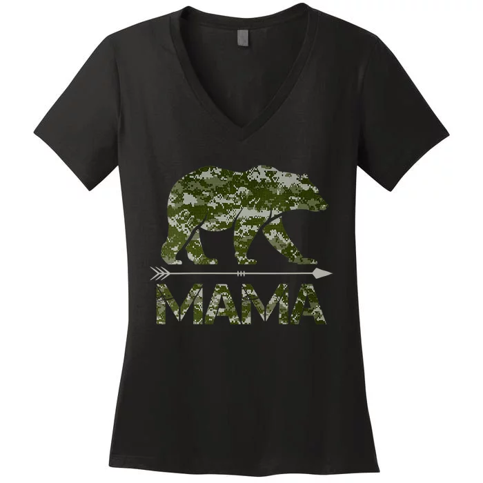 Mama Bear Camouflauge FatherS Day Gift Women's V-Neck T-Shirt