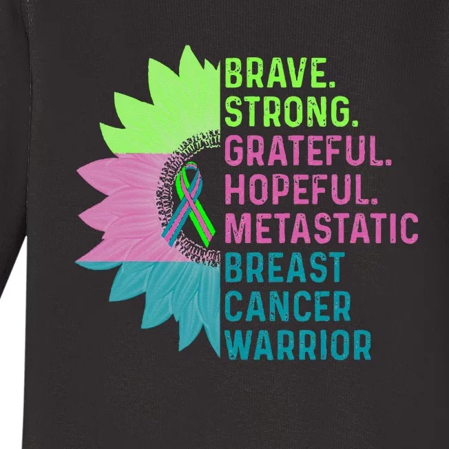 Metastatic Breast Cancer Awareness Care Warrior Baby Long Sleeve Bodysuit