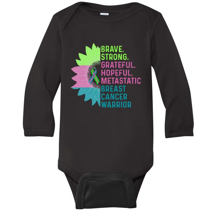 Metastatic Breast Cancer Awareness Care Warrior Baby Long Sleeve Bodysuit