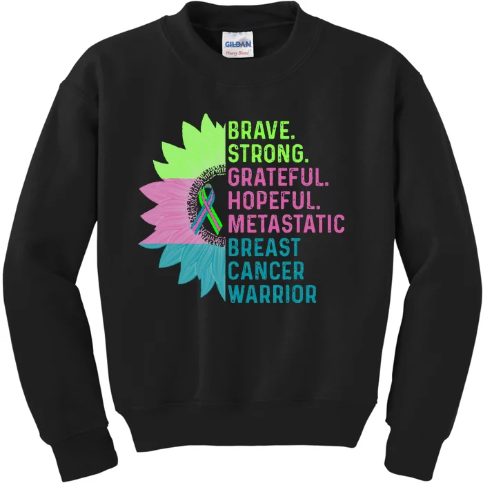 Metastatic Breast Cancer Awareness Care Warrior Kids Sweatshirt