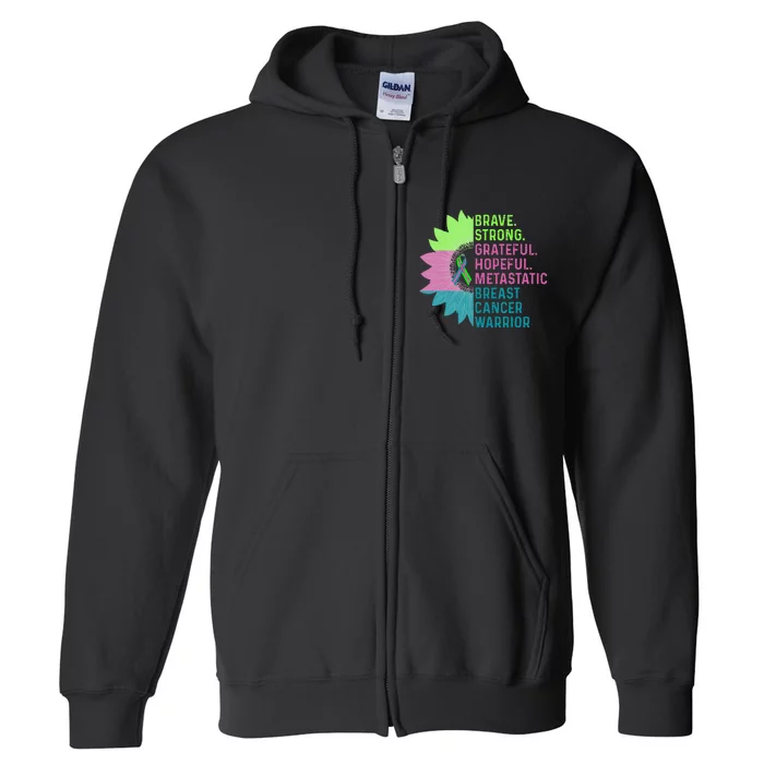 Metastatic Breast Cancer Awareness Care Warrior Full Zip Hoodie