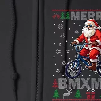 Merry Bmxmas Christmas Bmx Bike Rider Ugly Sweater Full Zip Hoodie