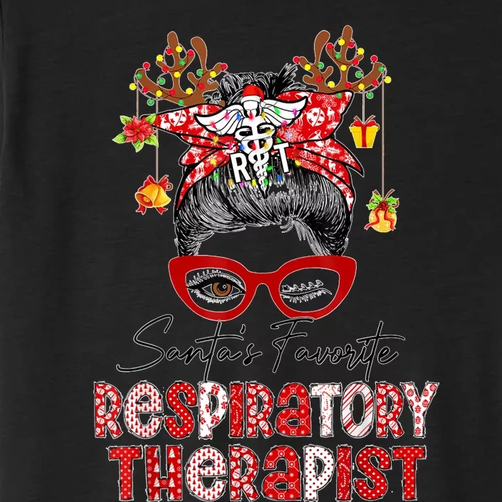 Messy Bun Christmas SantaS Favorite Respiratory Therapist ChromaSoft Performance T-Shirt