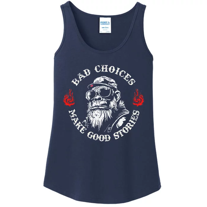 Monkey Bad Choices Make Good Stories Ladies Essential Tank