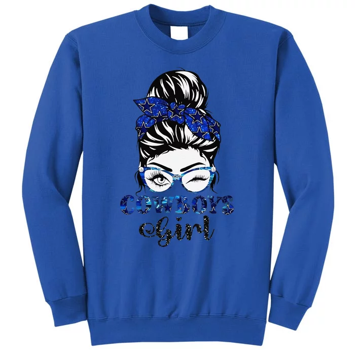 Messy Bun Cowboys Girl Sport Fan Gift Tall Sweatshirt