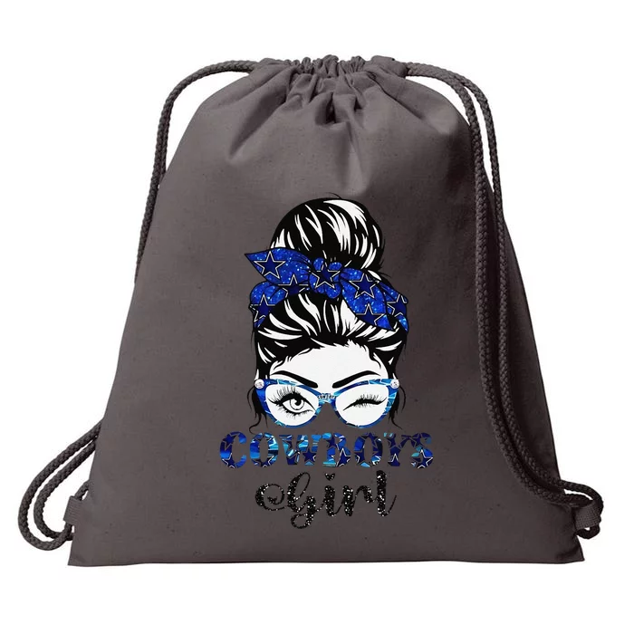 Messy Bun Cowboys Girl Sport Fan Gift Drawstring Bag