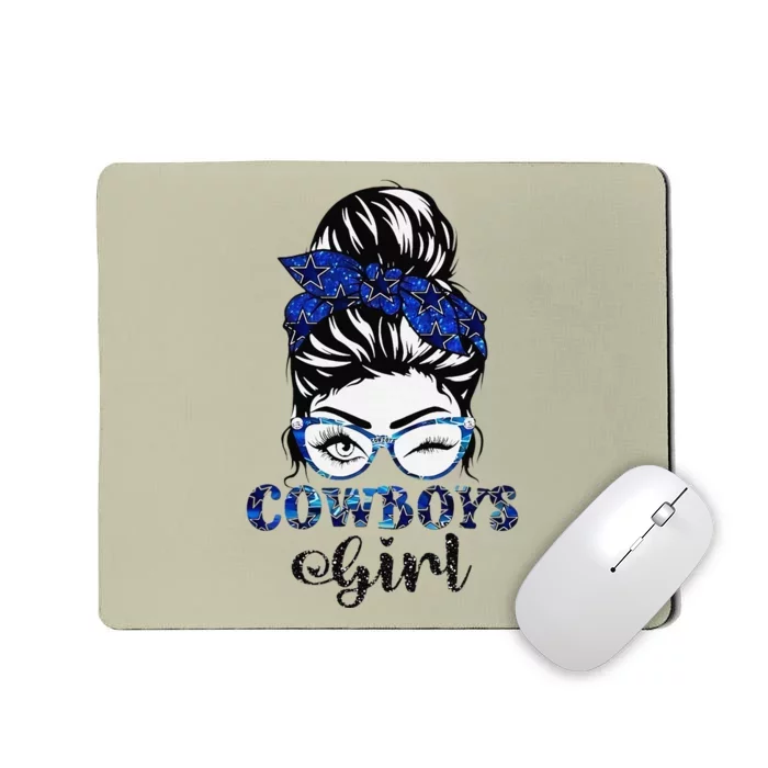 Messy Bun Cowboys Girl Sport Fan Gift Mousepad