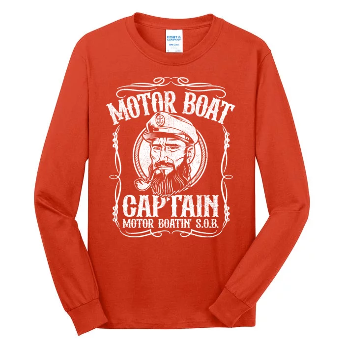 Motor Boat Captain Funny Pontoon Boating Motor Boatin Lake Tall Long Sleeve T-Shirt