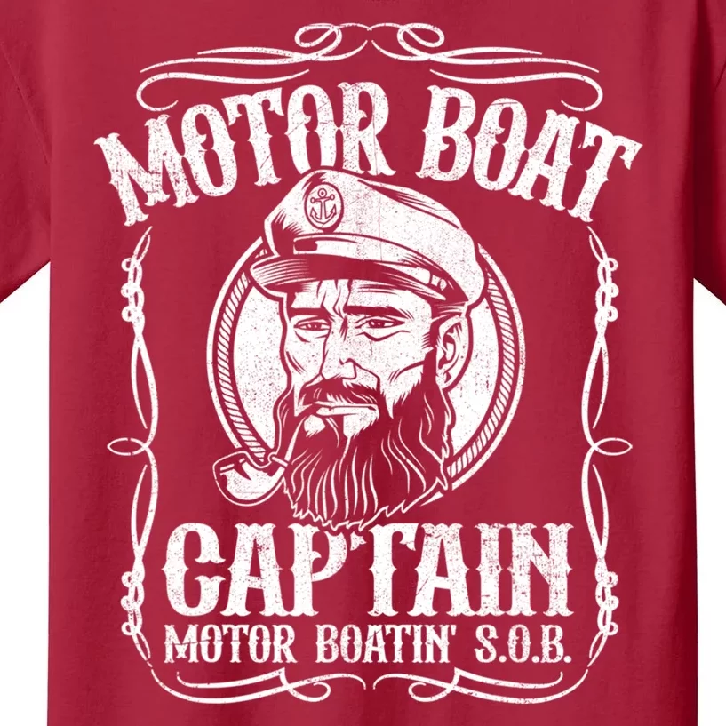 Motor Boat Captain Funny Pontoon Boating Motor Boatin Lake Kids T-Shirt