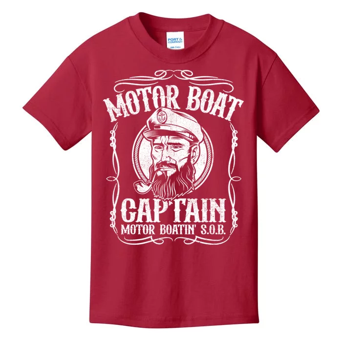 Motor Boat Captain Funny Pontoon Boating Motor Boatin Lake Kids T-Shirt