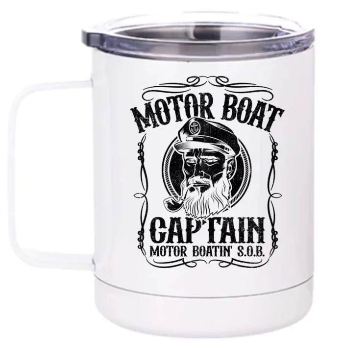 Motor Boat Captain Funny Pontoon Boating Motor Boatin Lake Front & Back 12oz Stainless Steel Tumbler Cup