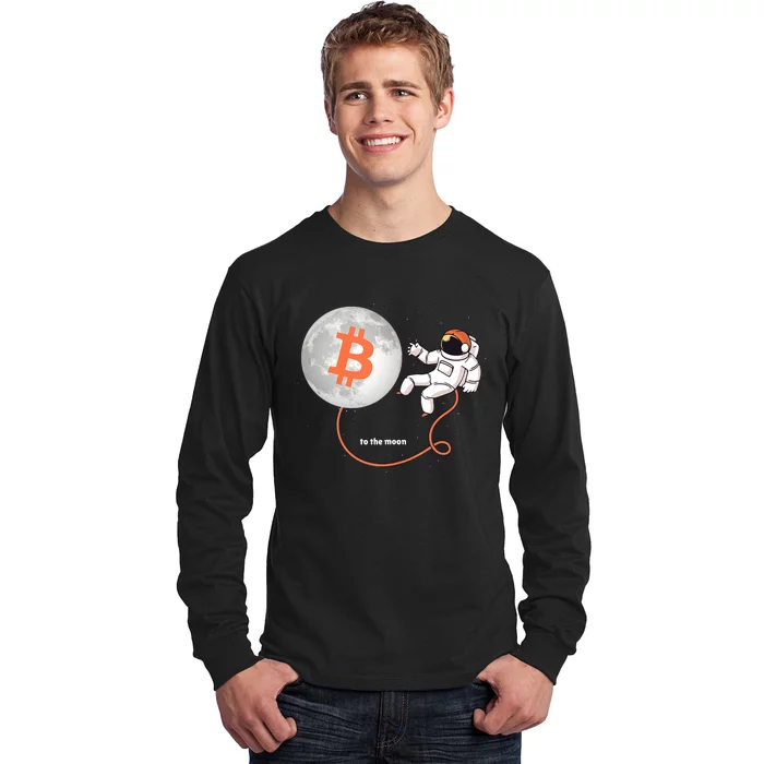 Moon Bitcoin Cryptocurrency Crypto Digital Currency Long Sleeve Shirt