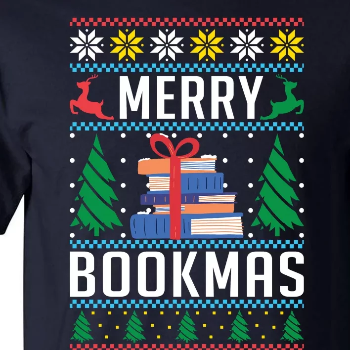 Merry Bookmas Christmas Holiday Book Lover Xmas Tall T-Shirt