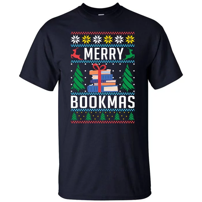 Merry Bookmas Christmas Holiday Book Lover Xmas Tall T-Shirt