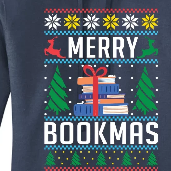 Merry Bookmas Christmas Holiday Book Lover Xmas Women's Pullover Hoodie