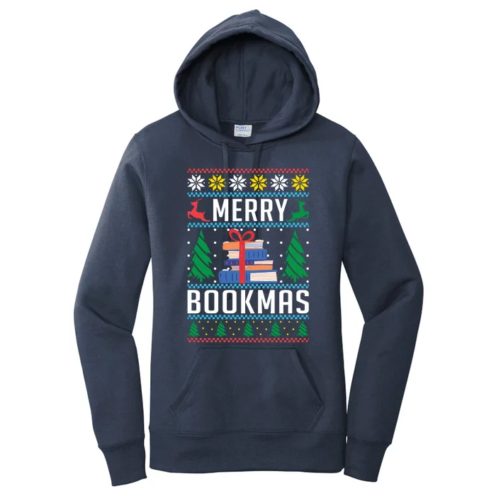 Merry Bookmas Christmas Holiday Book Lover Xmas Women's Pullover Hoodie