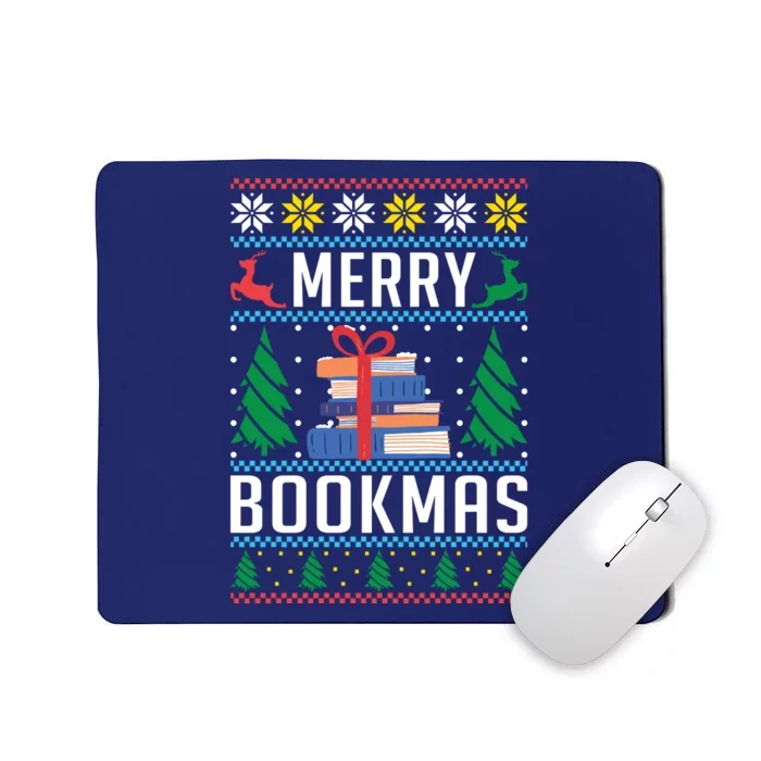 Merry Bookmas Christmas Holiday Book Lover Xmas Mousepad