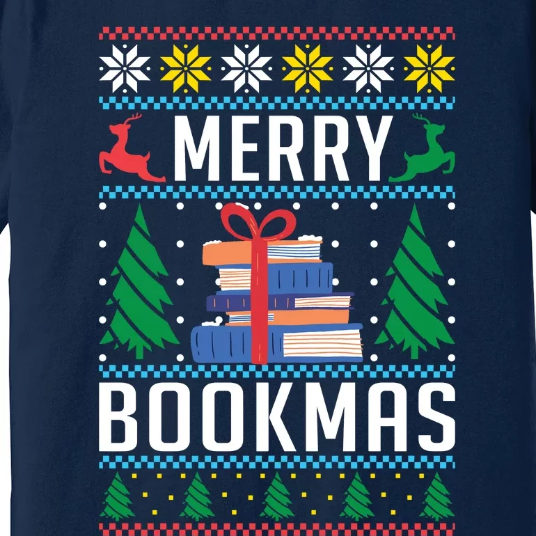 Merry Bookmas Christmas Holiday Book Lover Xmas Premium T-Shirt