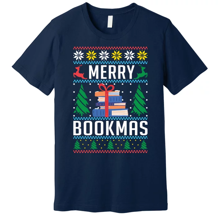 Merry Bookmas Christmas Holiday Book Lover Xmas Premium T-Shirt