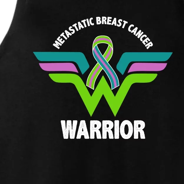 Metastatic Breast Cancer Warrior Ribbon Ladies Tri-Blend Wicking Tank