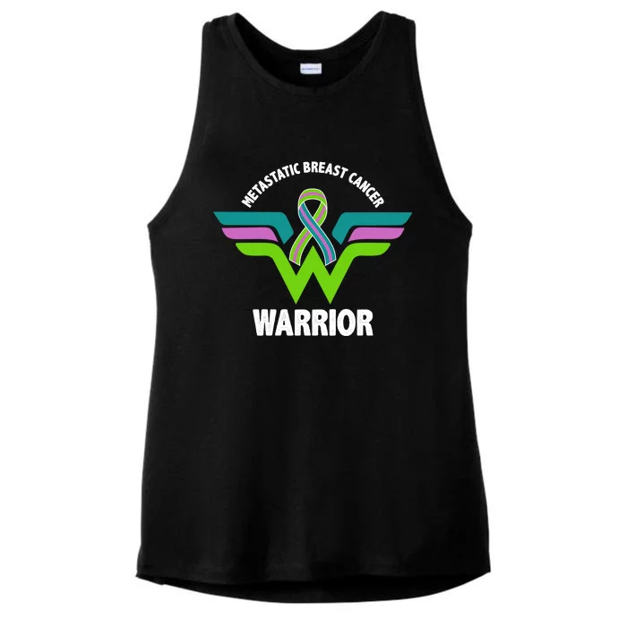 Metastatic Breast Cancer Warrior Ribbon Ladies Tri-Blend Wicking Tank