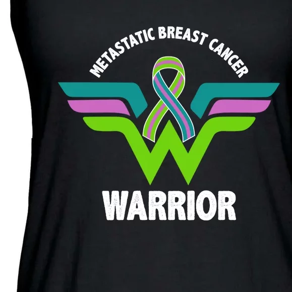 Metastatic Breast Cancer Warrior Ribbon Ladies Essential Flowy Tank